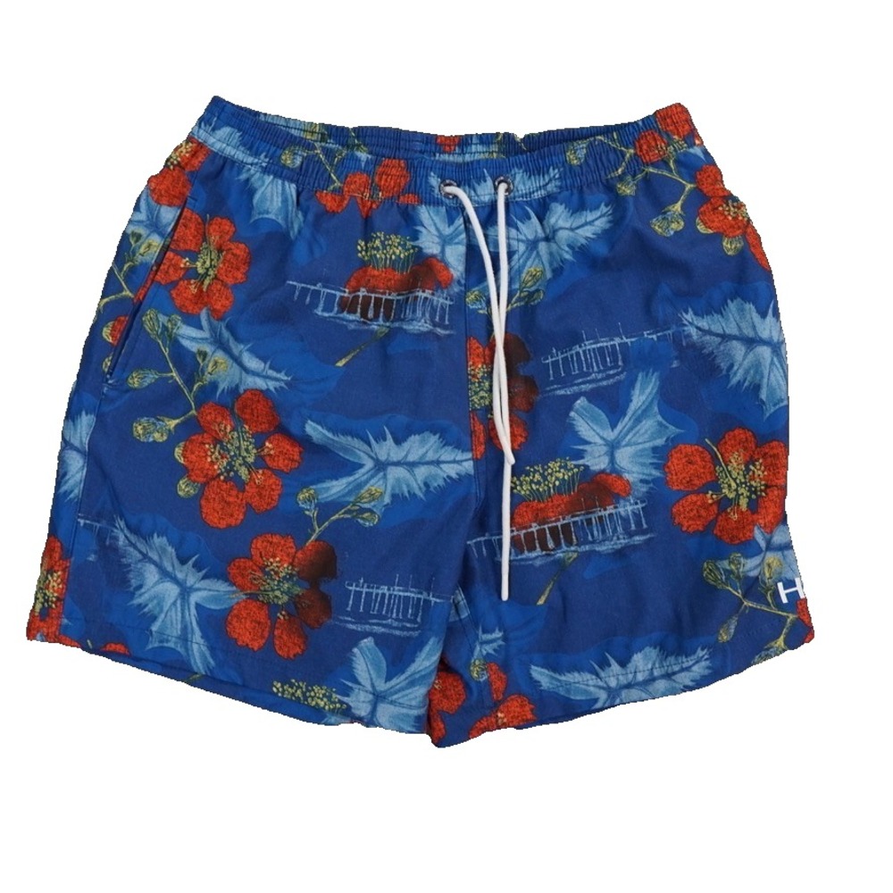 Huk Swim Trunks Mens Small Blue‎ 5.5" Lined Floral Pier Volley Shorts Fishing